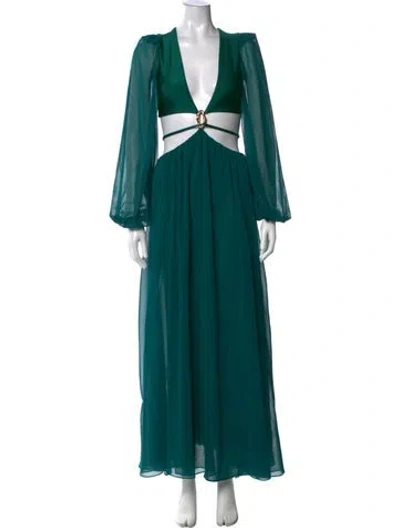 Pre-owned Patbo V-neck Long Dress In Blue