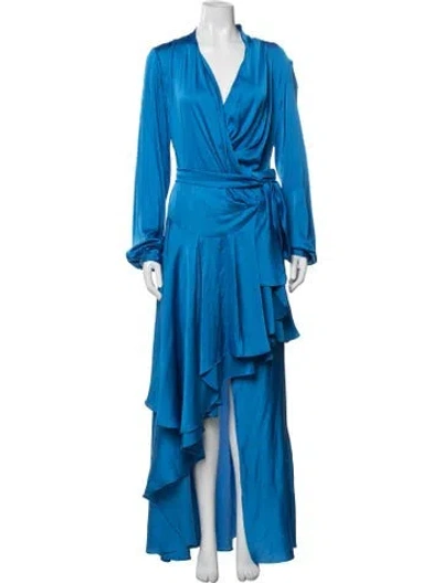 Pre-owned Patbo V-neck Long Dress In Blue