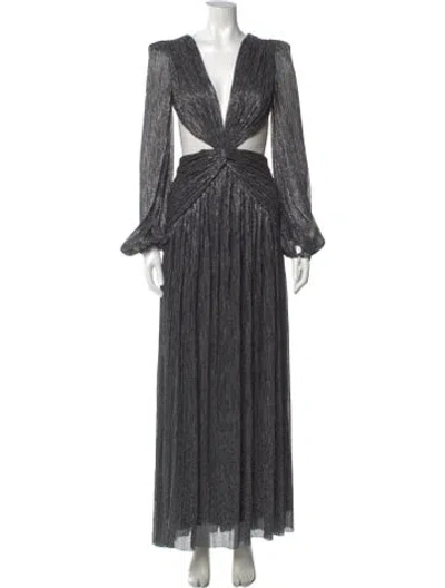 Pre-owned Patbo V-neck Long Dress In Gray