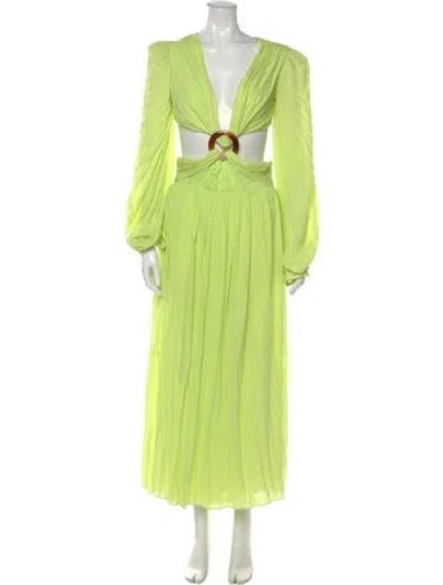 Pre-owned Patbo V-neck Long Dress In Green