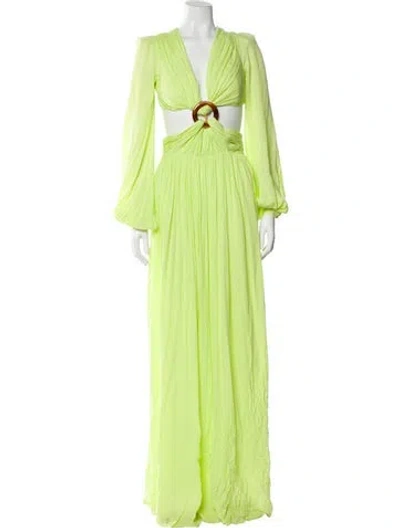 Pre-owned Patbo V-neck Long Dress In Green