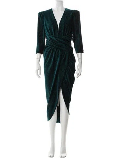 Pre-owned Patbo V-neck Long Dress In Green