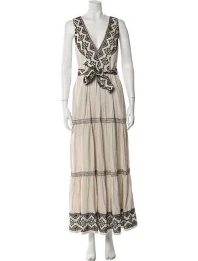 Pre-owned Patbo V-neck Long Dress In Neutral
