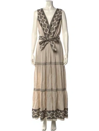 Pre-owned Patbo V-neck Long Dress In Neutral