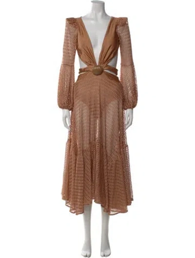 Pre-owned Patbo V-neck Long Dress In Neutral