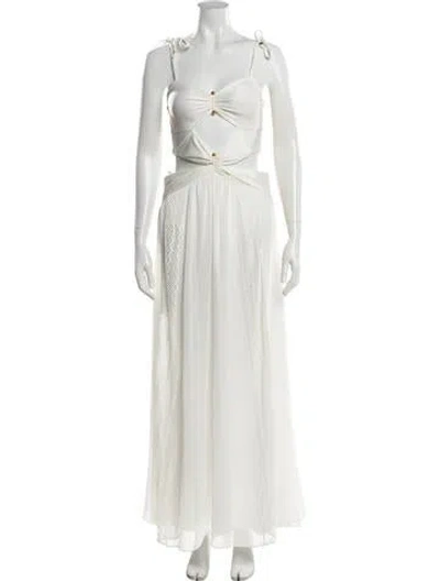 Pre-owned Patbo V-neck Long Dress In Neutrals/white