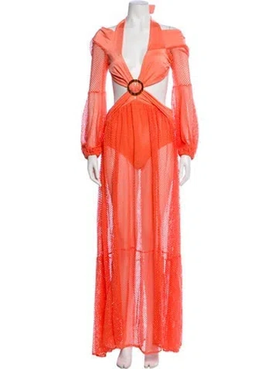 Pre-owned Patbo V-neck Long Dress In Orange