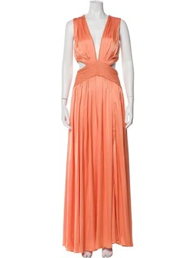 Pre-owned Patbo V-neck Long Dress In Orange