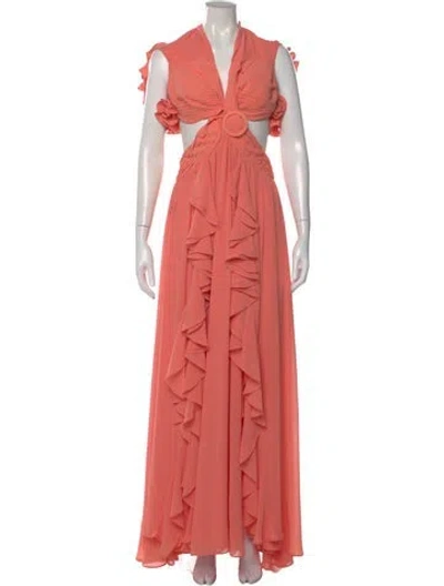 Pre-owned Patbo V-neck Long Dress In Orange