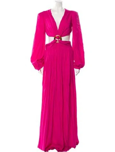 Pre-owned Patbo V-neck Long Dress In Pink