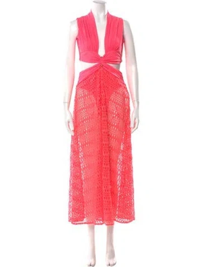 Pre-owned Patbo V-neck Long Dress In Pink