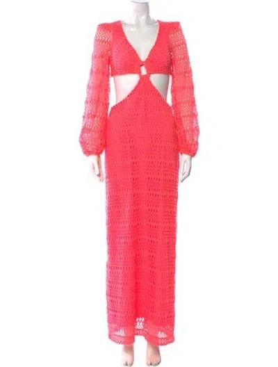 Pre-owned Patbo V-neck Long Dress In Pink