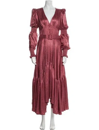 Pre-owned Patbo V-neck Long Dress In Pink