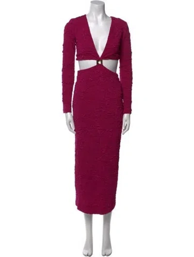 Pre-owned Patbo V-neck Long Dress In Pink