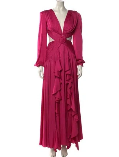 Pre-owned Patbo V-neck Long Dress In Pink