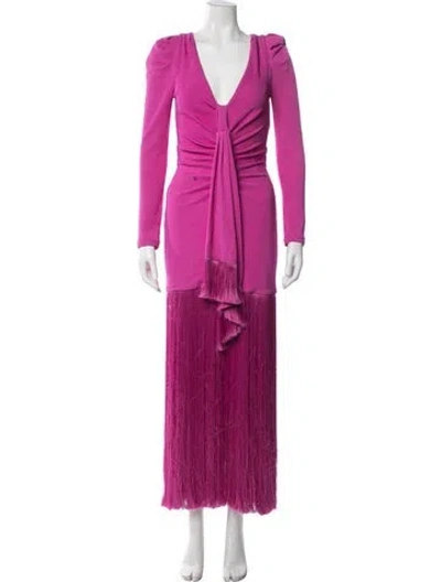 Pre-owned Patbo V-neck Long Dress In Pink