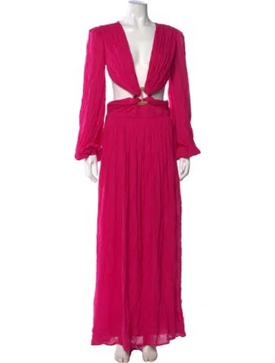 Pre-owned Patbo V-neck Long Dress In Pink