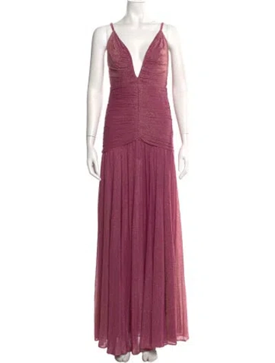 Pre-owned Patbo V-neck Long Dress In Pink