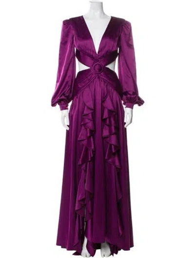 Pre-owned Patbo V-neck Long Dress In Purple
