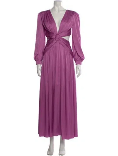 Pre-owned Patbo V-neck Long Dress In Purple