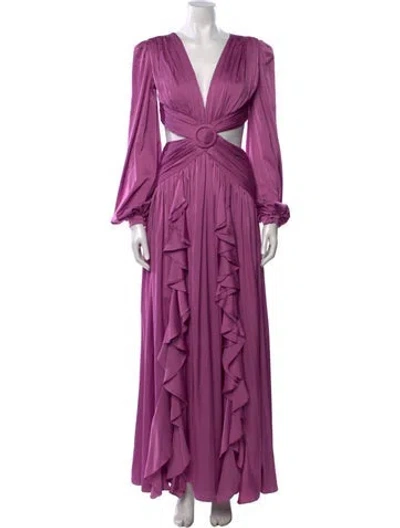 Pre-owned Patbo V-neck Long Dress In Purple