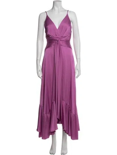 Pre-owned Patbo V-neck Long Dress In Purple