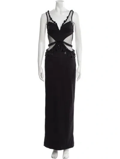 Pre-owned Patbo V-neck Long Dress W/ Tags In Black