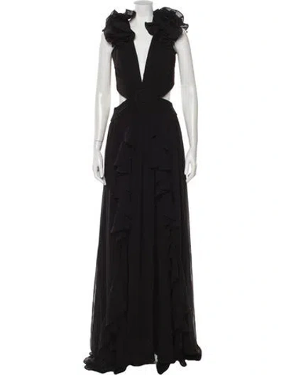 Pre-owned Patbo V-neck Long Dress W/ Tags In Black