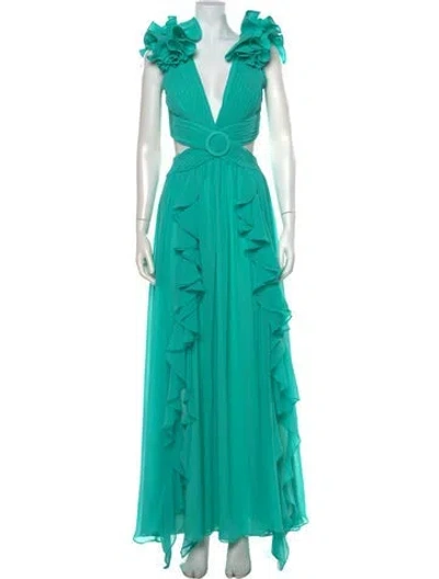 Pre-owned Patbo V-neck Long Dress W/ Tags In Green