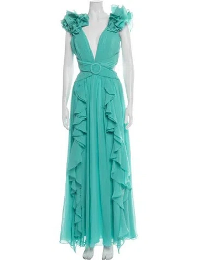 Pre-owned Patbo V-neck Long Dress W/ Tags In Green