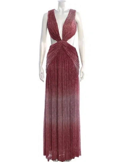 Pre-owned Patbo V-neck Long Dress W/ Tags In Metallic/pink