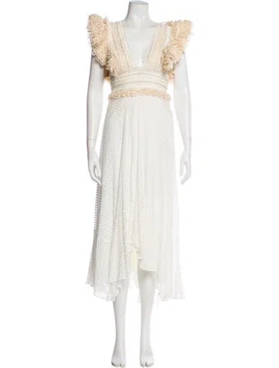 Pre-owned Patbo V-neck Long Dress W/ Tags In Neutral