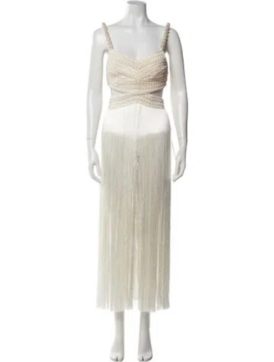 Pre-owned Patbo V-neck Long Dress W/ Tags In Neutral