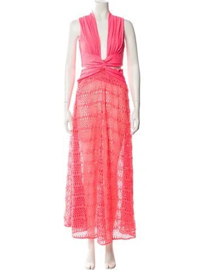 Pre-owned Patbo V-neck Long Dress W/ Tags In Pink