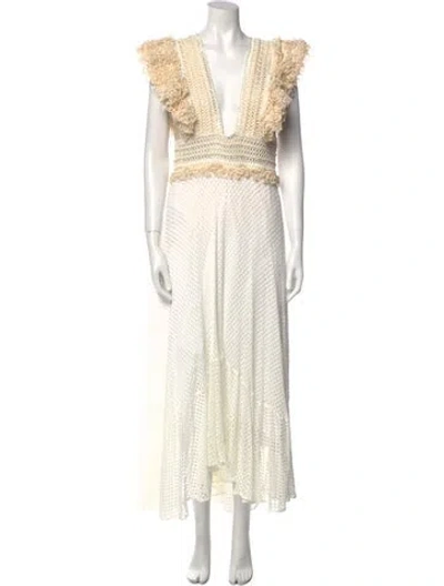 Pre-owned Patbo V-neck Long Dress W/ Tags In White