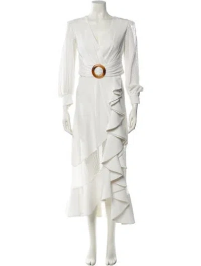 Pre-owned Patbo V-neck Long Dress In White