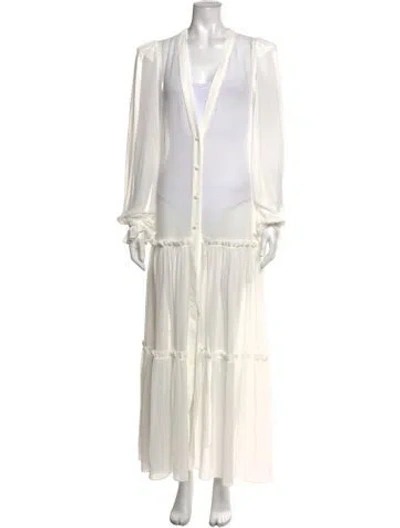 Pre-owned Patbo V-neck Long Dress In White