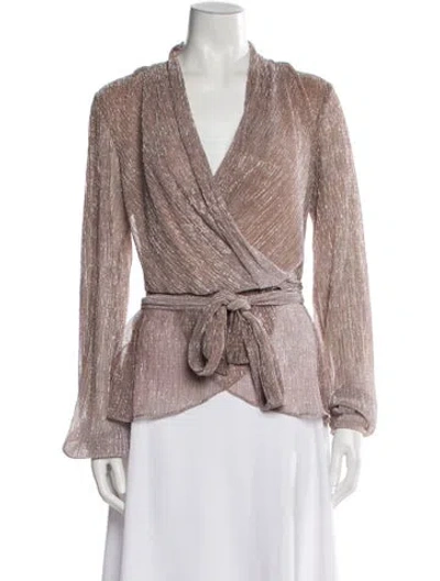Pre-owned Patbo V-neck Long Sleeve Blouse