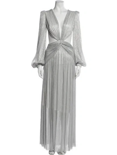 Pre-owned Patbo V-neck Midi Length Dress In Multicolor