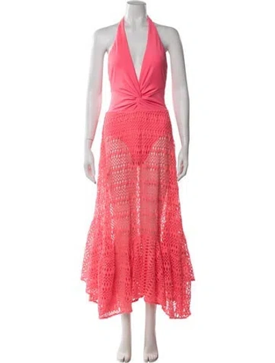 Pre-owned Patbo V-neck Midi Length Dress In Pink