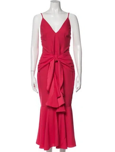 Pre-owned Patbo V-neck Midi Length Dress In Pink