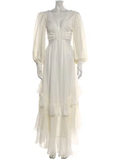 Pre-owned Patbo V-neck Midi Length Dress W/ Tags In White