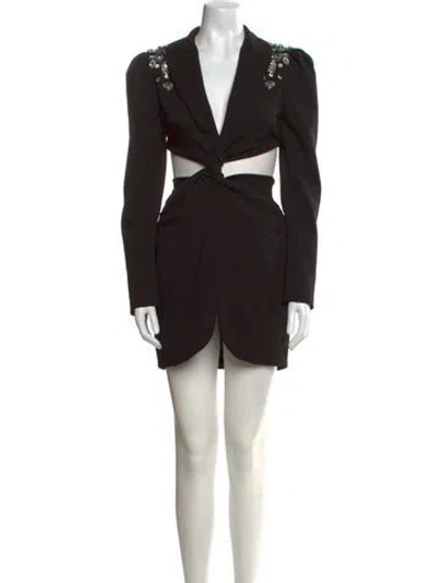 Pre-owned Patbo V-neck Mini Dress In Black