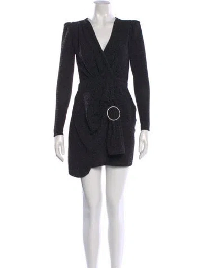 Pre-owned Patbo V-neck Mini Dress In Black