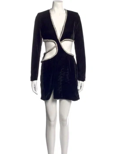 Pre-owned Patbo V-neck Mini Dress In Black