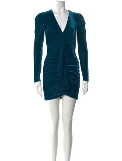Pre-owned Patbo V-neck Mini Dress In Blue