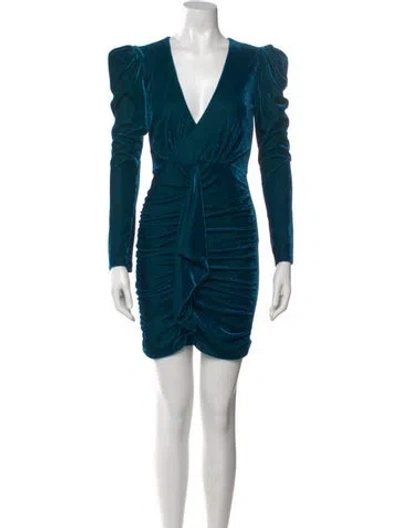 Pre-owned Patbo V-neck Mini Dress In Blue