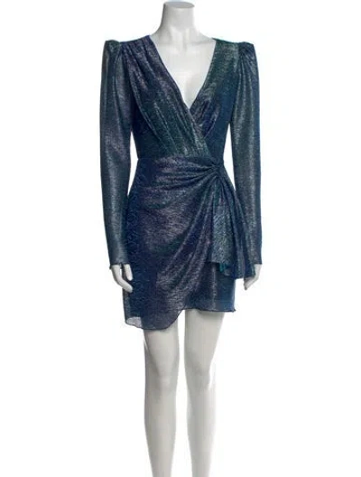 Pre-owned Patbo V-neck Mini Dress In Blue