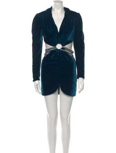 Pre-owned Patbo V-neck Mini Dress In Blue