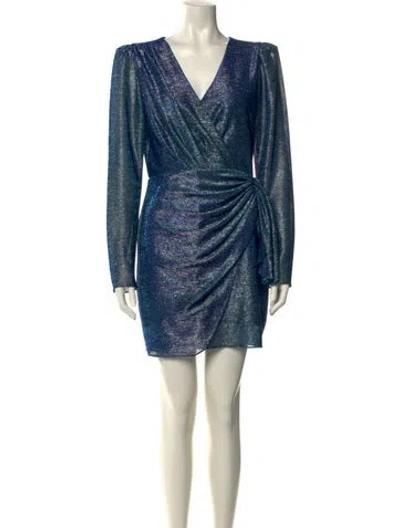 Pre-owned Patbo V-neck Mini Dress In Blue